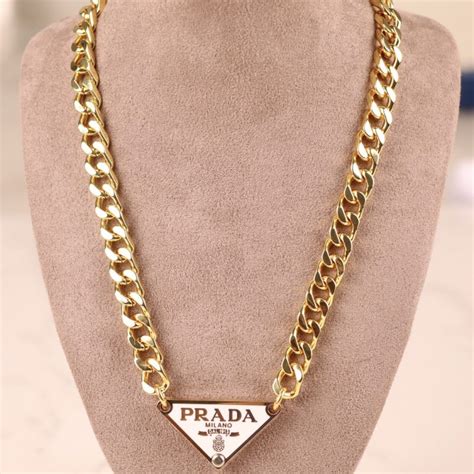 prada triangle nexklace|gold prada necklace dupe.